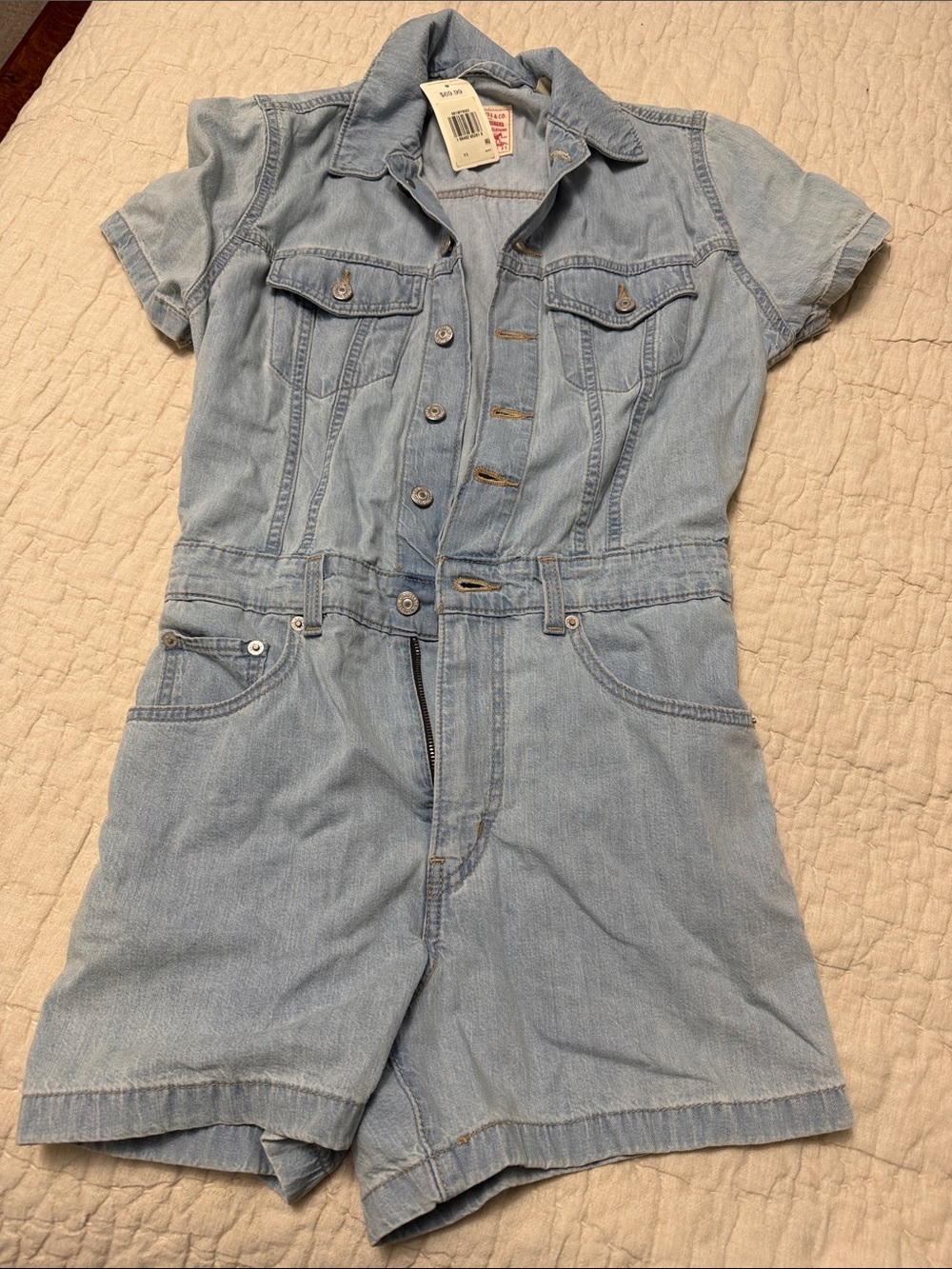 Levi's Light Blue Denim Short-Sleeve Romper